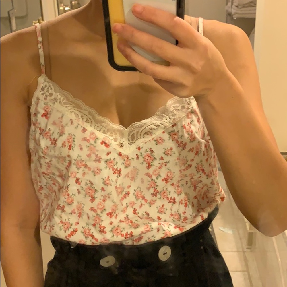 White floral cami tank top